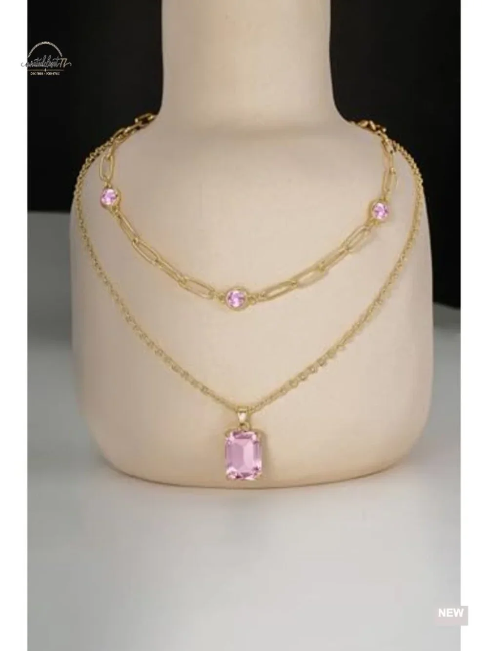 14k Gold Plated Crystal Rhinestone Layered Choker Necklace Set Party Prom